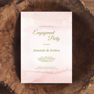 Invitation Pink Watercolor Gold Type Engagement