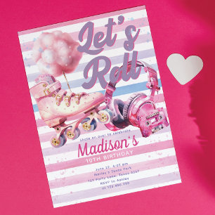 Invitation Pink Watercolor Lame à rouleaux Anniversaire