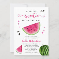 Pink Watermelon Little Sweetie Baby shower Invitat