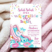 Pink Watertoboggan Pool Fête Anniversaire Invitati