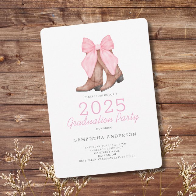 Invitation Pink Western 2025 Graduation Party (Créateur téléchargé)