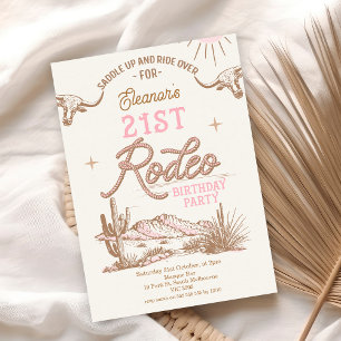 Invitation Pink Western Desert 21e Rodeo 21e anniversaire