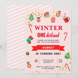 Invitation Pink Winter Onederland Premier anniversaire
