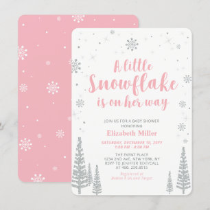Invitation Pink Winter Wonderland, Baby shower fille