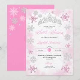 Invitation Pink Winter Wonderland Snowflake Sweet 16