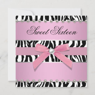 Invitation Pink Zebra Sweet 16 Anniversaire