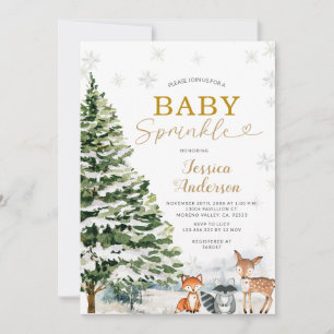 Invitation Pins d'animaux rustiques Noël Bébé Parsemer