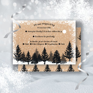 Invitation Pins de bois Hiver Neige RSVP Menu Choix