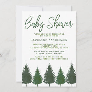 Invitation Pins de bois simples Baby shower verdoyant