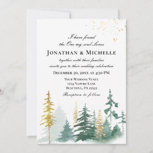Invitation Pins de forêt tout en un Mariage chrétien