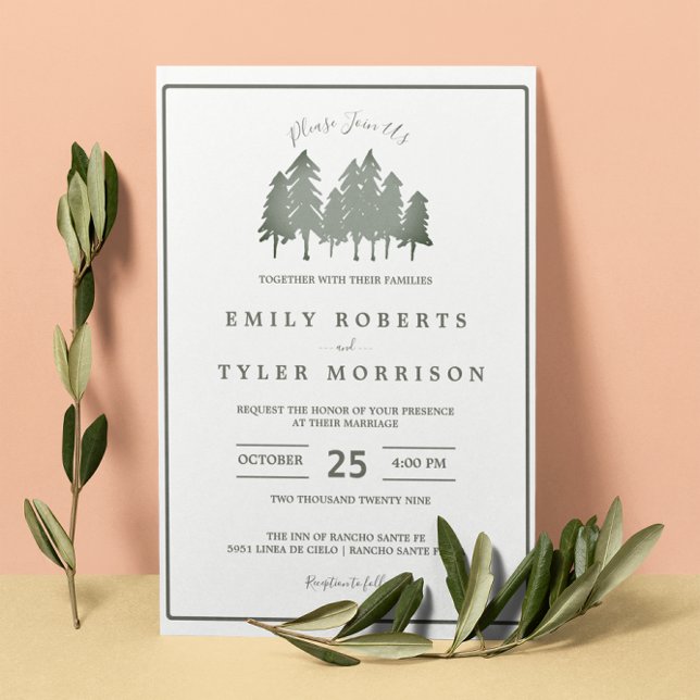 Invitation Pins de Sage Rustique Mariage forestier (Créateur téléchargé)