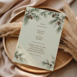 Invitation Pins tranquilles drapés de neige