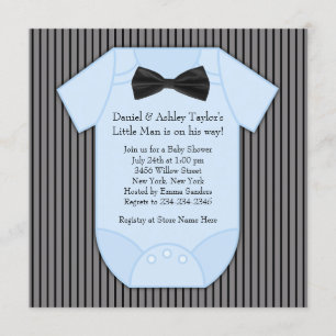 Invitation Pinstripe Black Blue Baby Boy Douche