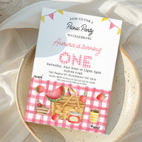 Pique-nique 1er Anniversaire Pink En vichy Bung Fl