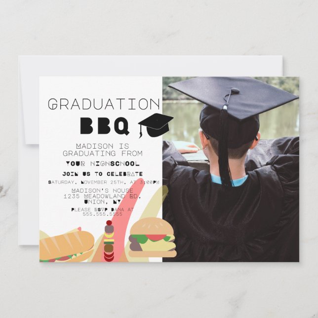 Invitation Pique-nique BBQ Park Graduation Photo (Devant)