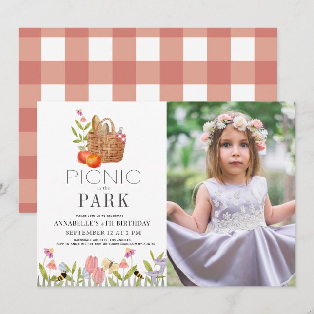 Invitation Pique-nique dans le panier du parc Floral Annivers (Devant / Derrière)