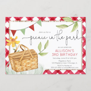 Invitation Pique-nique dans le parc fête d'anniversaire d'été
