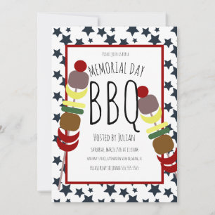 Invitation Pique-nique de barbecue du Memorial Day