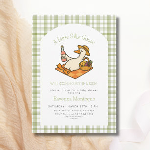Invitation Pique-nique de bébé en vichy vert de Silly Goose