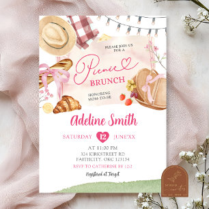Invitation Pique-nique de mariage estival en patisserie rose
