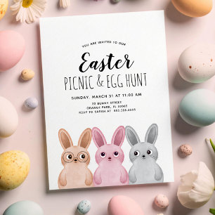 Invitation Pique-nique de Pâques et chasse aux oeufs avec des