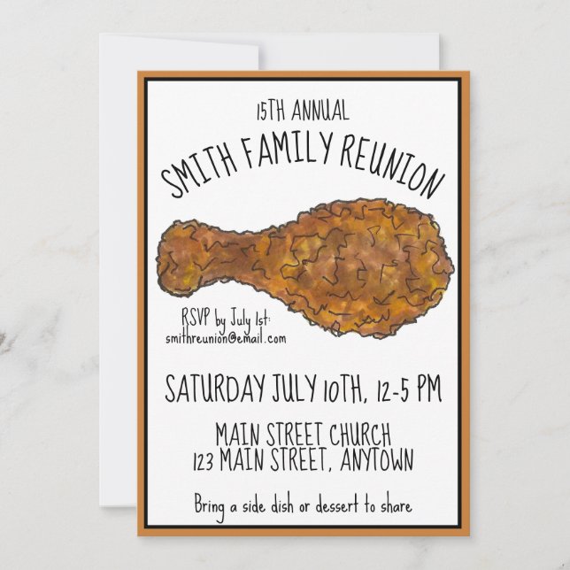 Invitation Pique-nique de poulets frits Cuisine Retrouvailles (Devant)