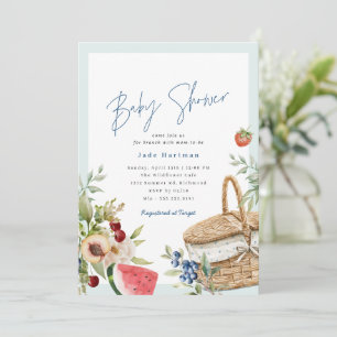 Invitation Pique-nique d'été Bleu mou Baby shower garçon Br
