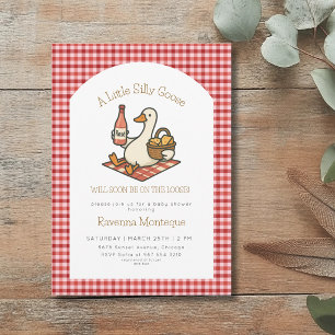 Invitation Pique-nique drôle de petite oie en vichy rouge Bab