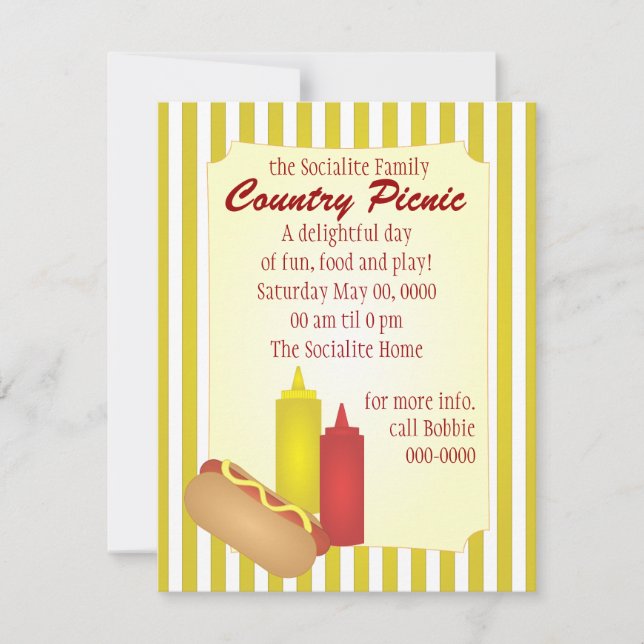 Invitation Pique-nique Hotdog (Devant)