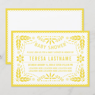 Invitation Pique-nique jaune, blanc baby shower mexicain