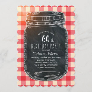 Invitation Pique-nique Rustic Mason Jar 60e anniversaire