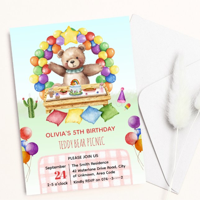 Invitation Pique-nique Teddy Bear Enfants et Anniversaire de  (Créateur téléchargé)
