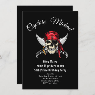 Invitation Pirate 50e fête d'anniversaire