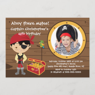 Invitation Pirate Ahoy Mates Boy Photo Party
