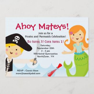 Invitation Pirate et Sirène Anniversaire de fête
