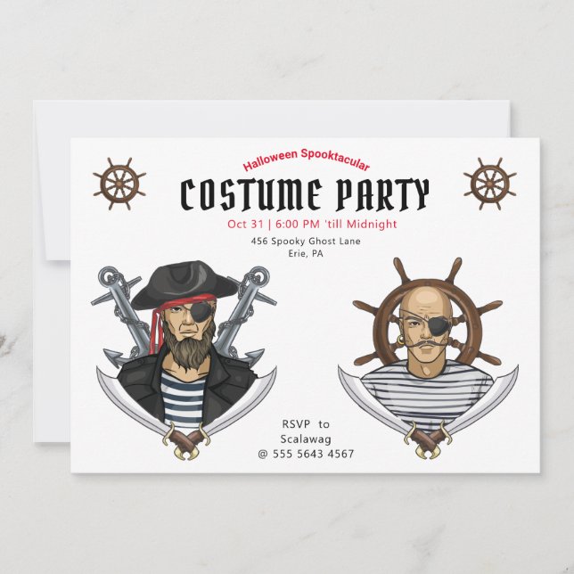 Invitation Pirate Halloween Costume Party Adulte (Devant)