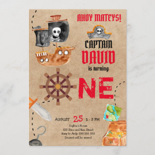 Invitation Pirate Premier anniversaire Boy 1er anniversaire