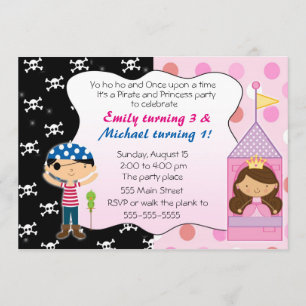 Invitation Pirate Princess Anniversaire de enfant Party Invit