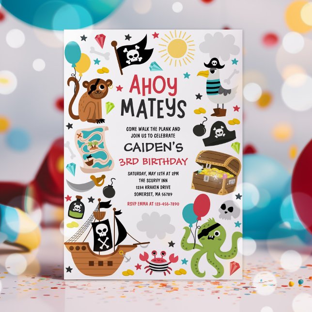 Invitation Pirate Ship Trésor Anniversaire Fête (Créateur téléchargé)
