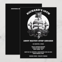 Pirate thème fête noir blanc crâne navire drapeau
