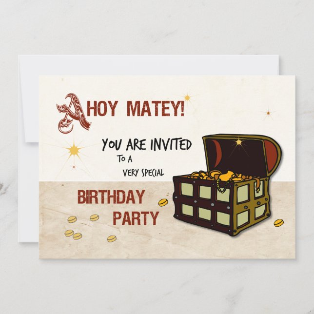 Invitation Pirate Trésor Anniversaire (Devant)