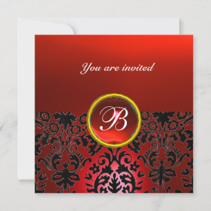 Invitation PIRRE D'OR GEMME MONOGRAMME rouge noir blanc