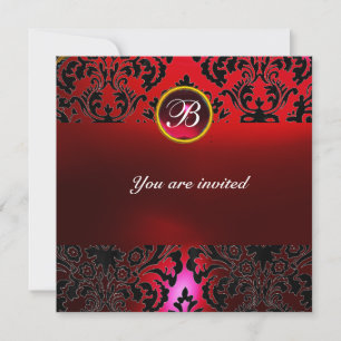 Invitation PIRRE D'ORFÈVRE DAMASK MONOGRAMME rouge burgundi