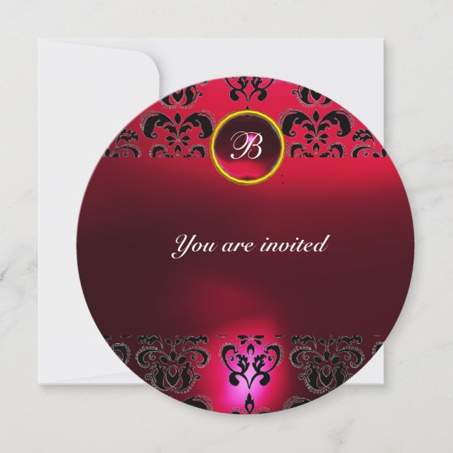 Invitation PIRRE RUBIS GEMME MONOGRAMME noir rouge burgundy (Devant)