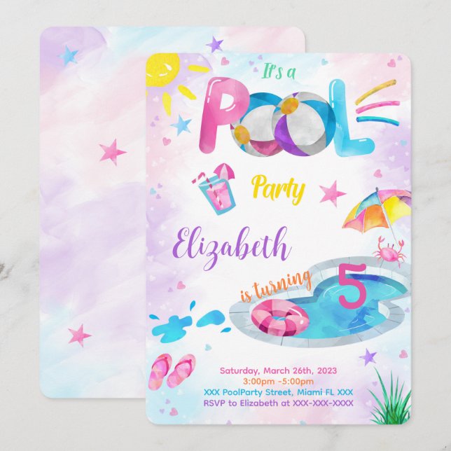 Invitation Piscine (Devant / Derrière)