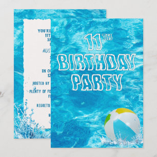Invitation Piscine 11e anniversaire fêter l'invitation