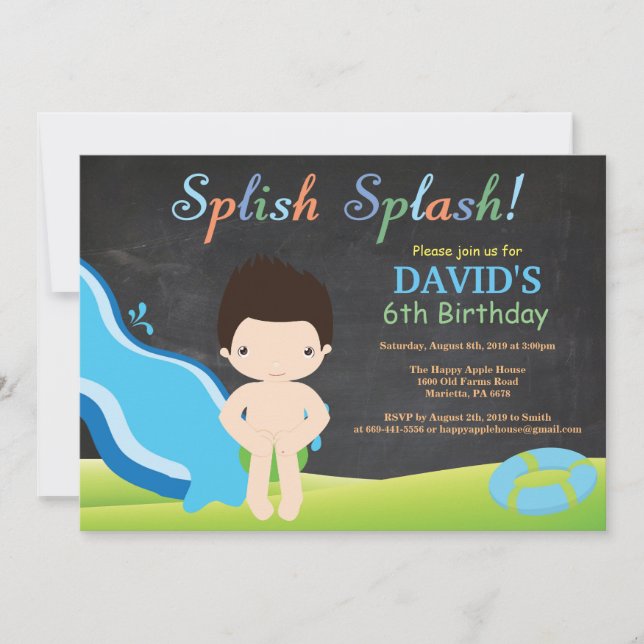 Invitation Piscine à glissière en tableau de bord d'eau fête  (Devant)