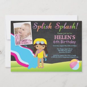 Invitation Piscine à glissière en tableau de bord d'eau fête 