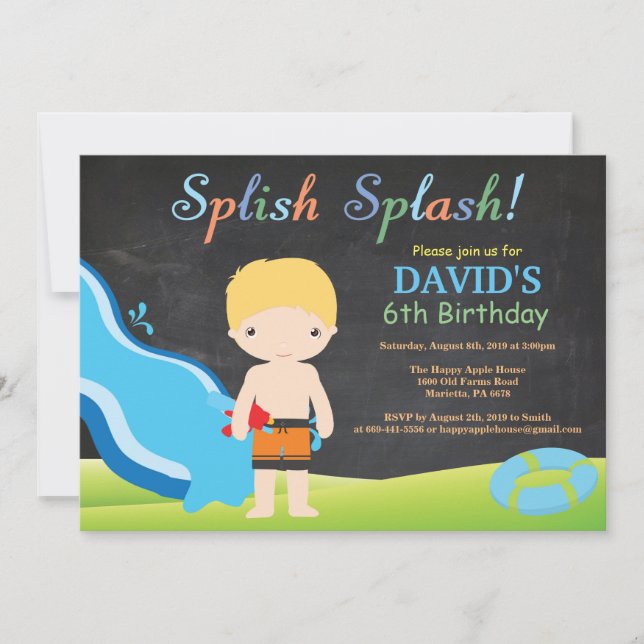 Invitation Piscine à glissière en tableau de bord d'eau fête  (Devant)