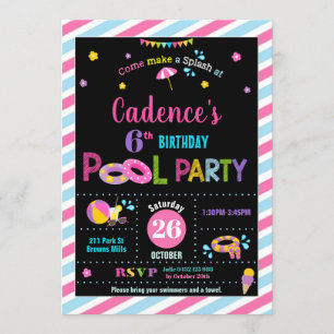 Invitation Piscine Anniversaire Fille